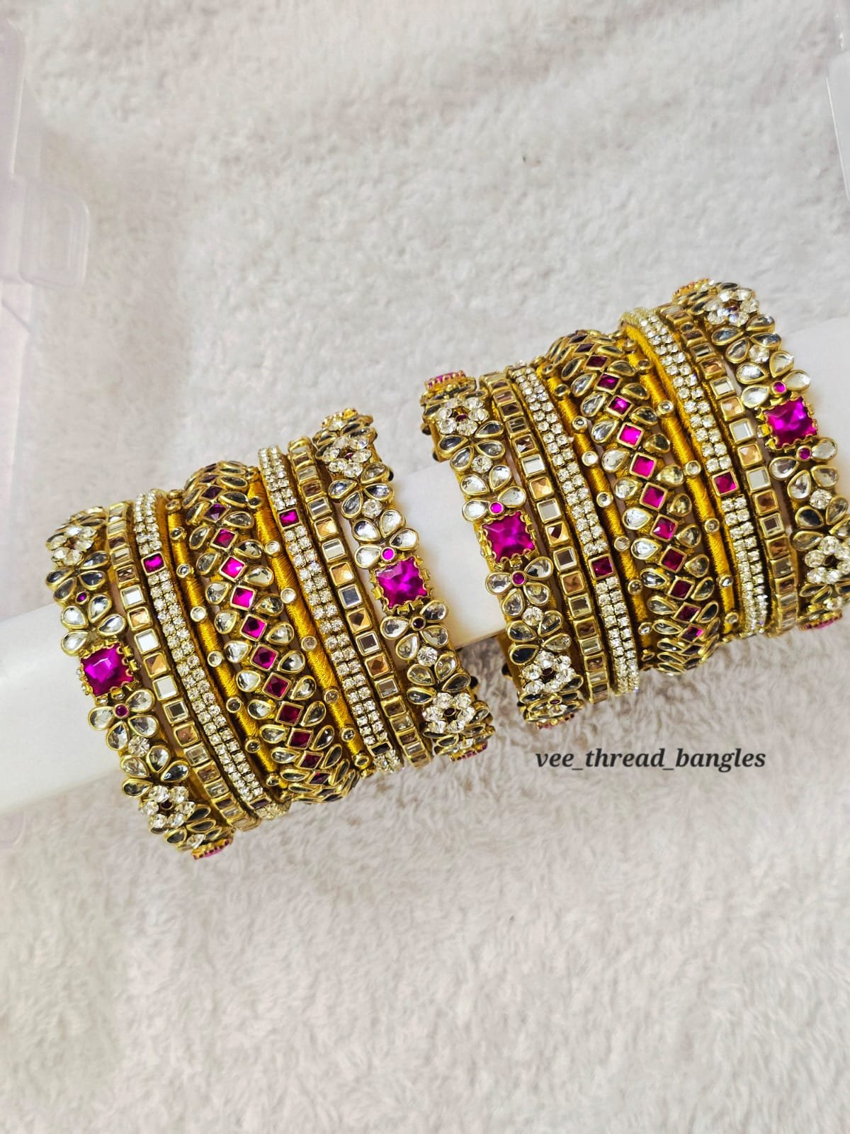 Elegant Rani pink stones with Golden Bridal set