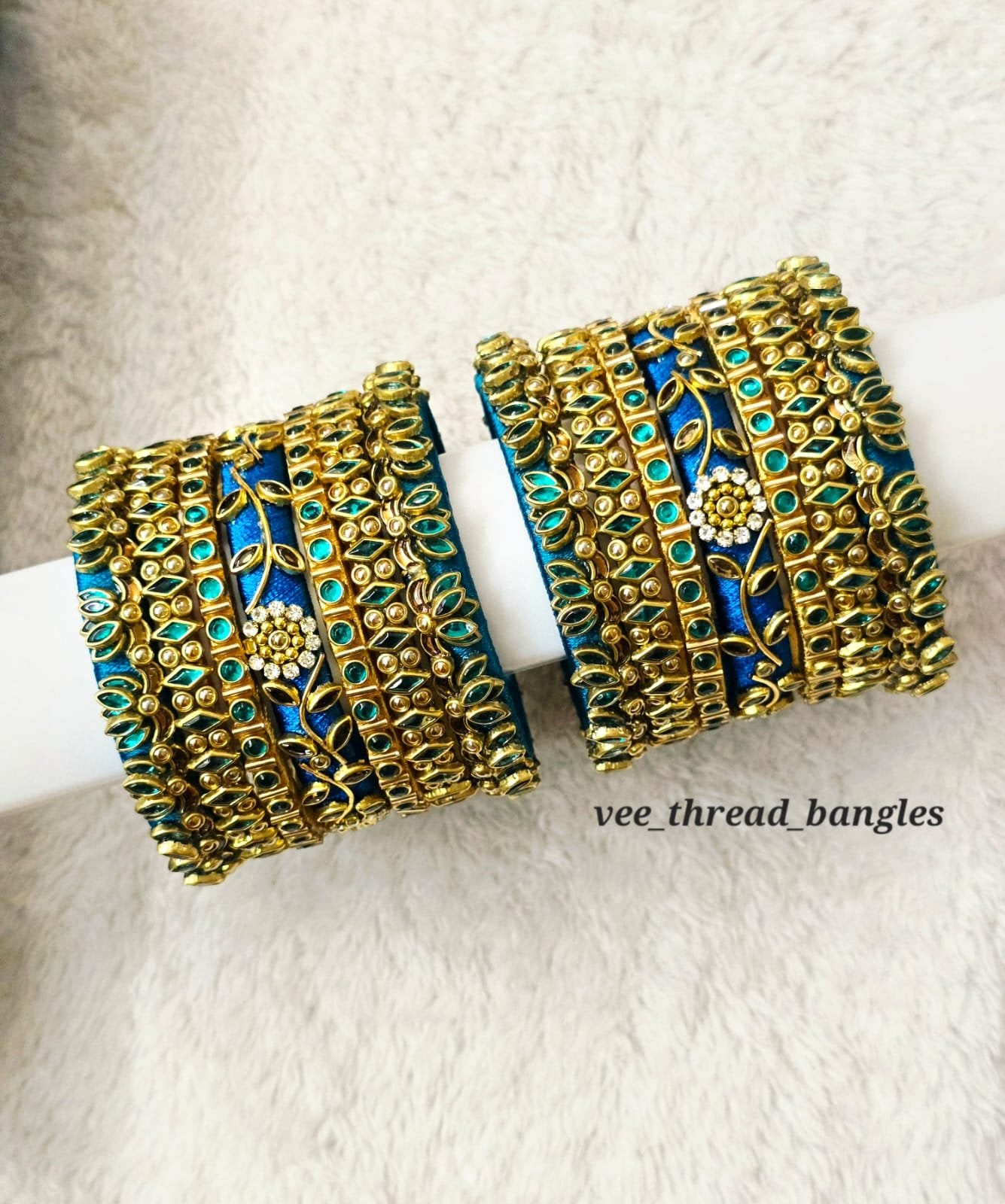 Beautiful Ramar Blue Bridal Bangles set