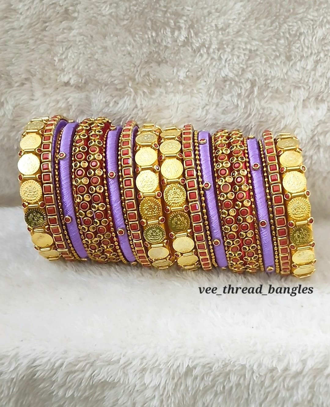 Lavender with Maroon Bridal Bangles set