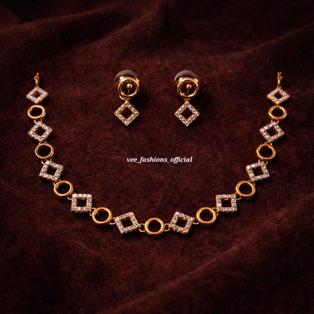 Elegant Diamond lookalike Necklace Set (Premium)
