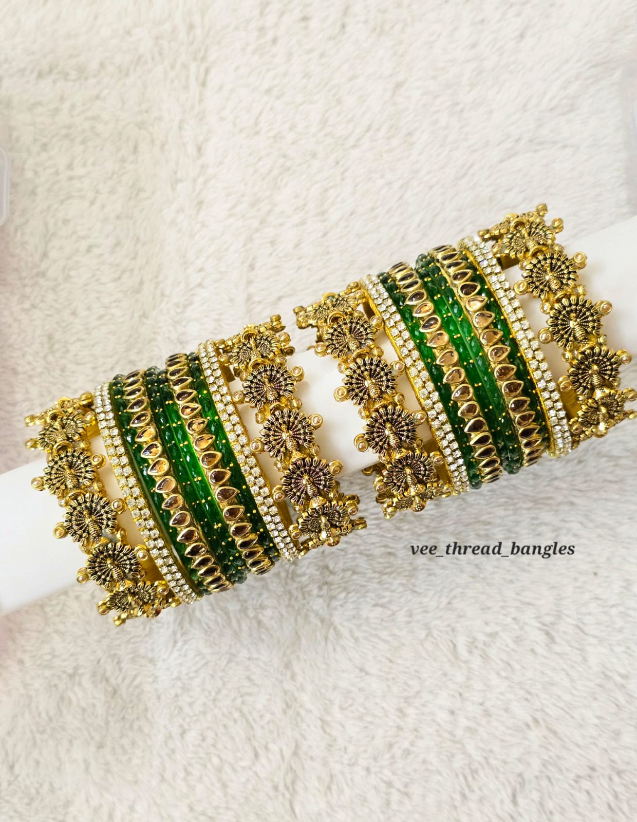 Peacock Charms glass Mixed Bangles (Glass Mixed Bangles )