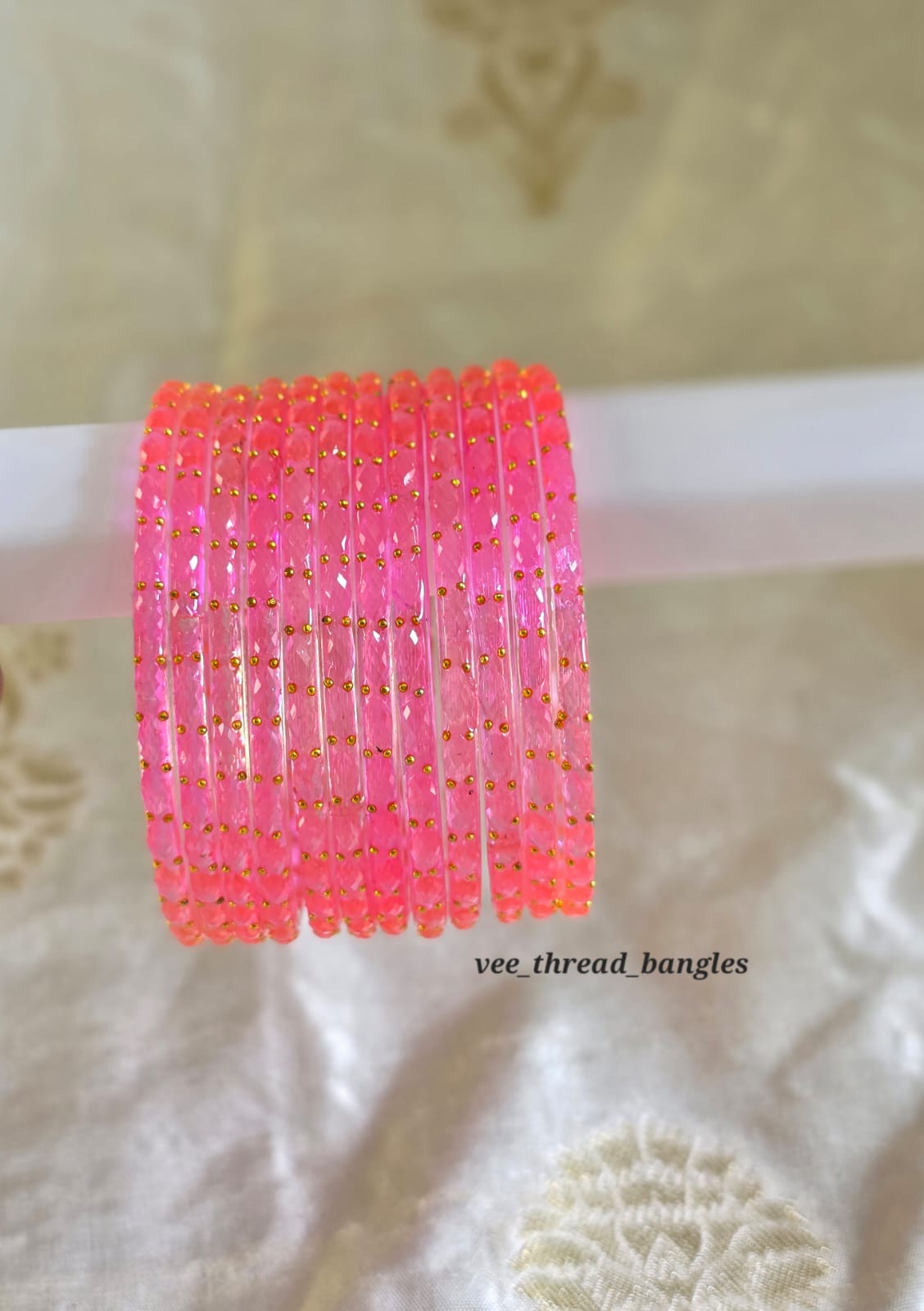 Baby Pink glass Bangles (Raindrop Bangles )
