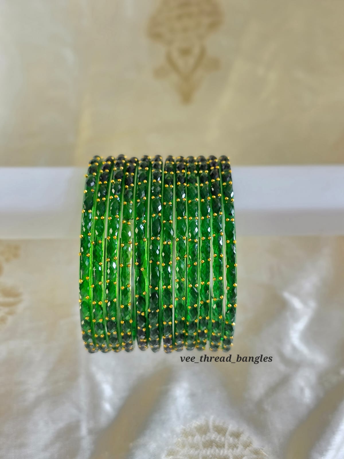 Leaf Green glass Bangles (Raindrop Bangles )