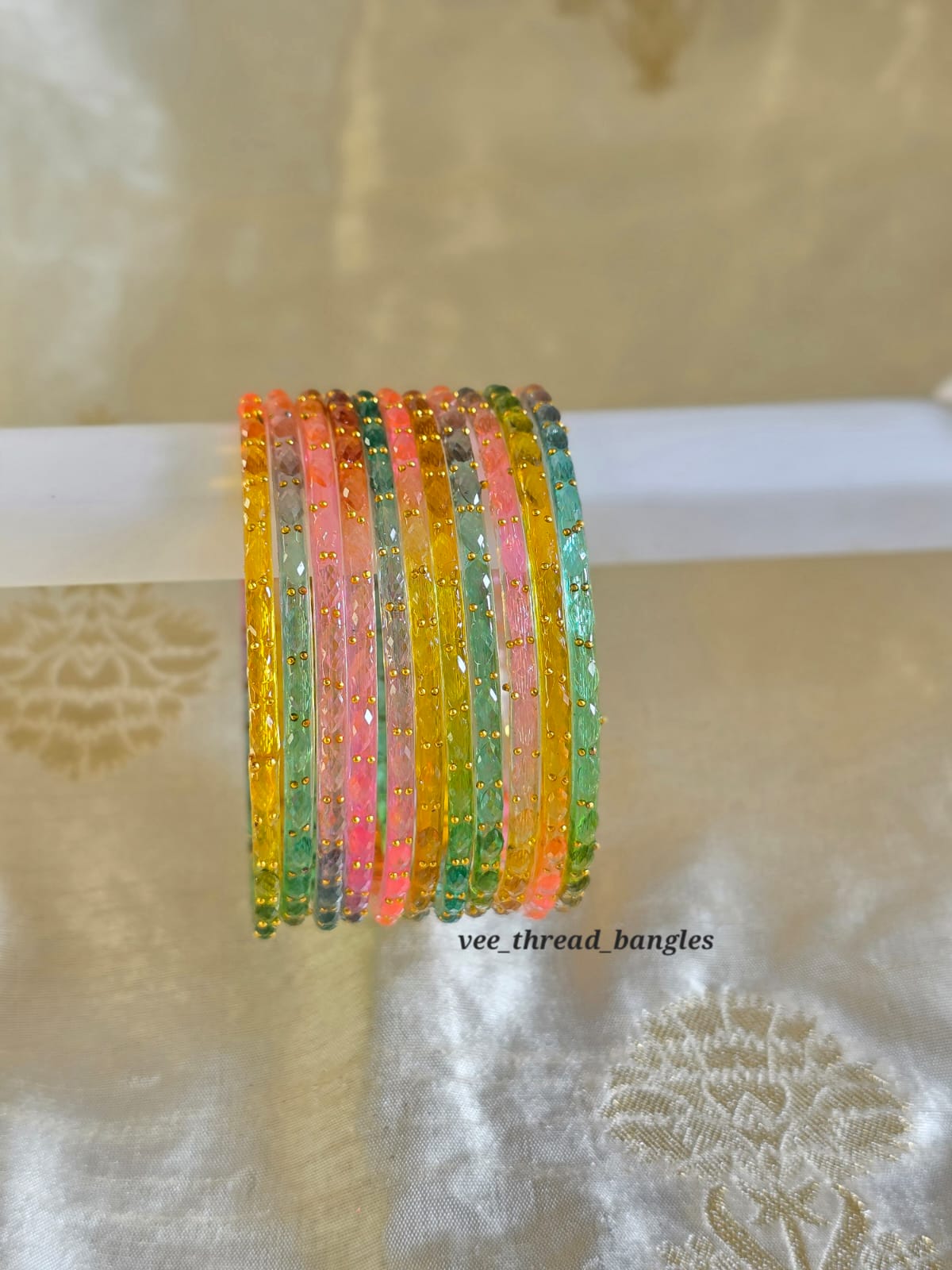 Light Multicoloured Glass Bangles (Raindrop Bangles )