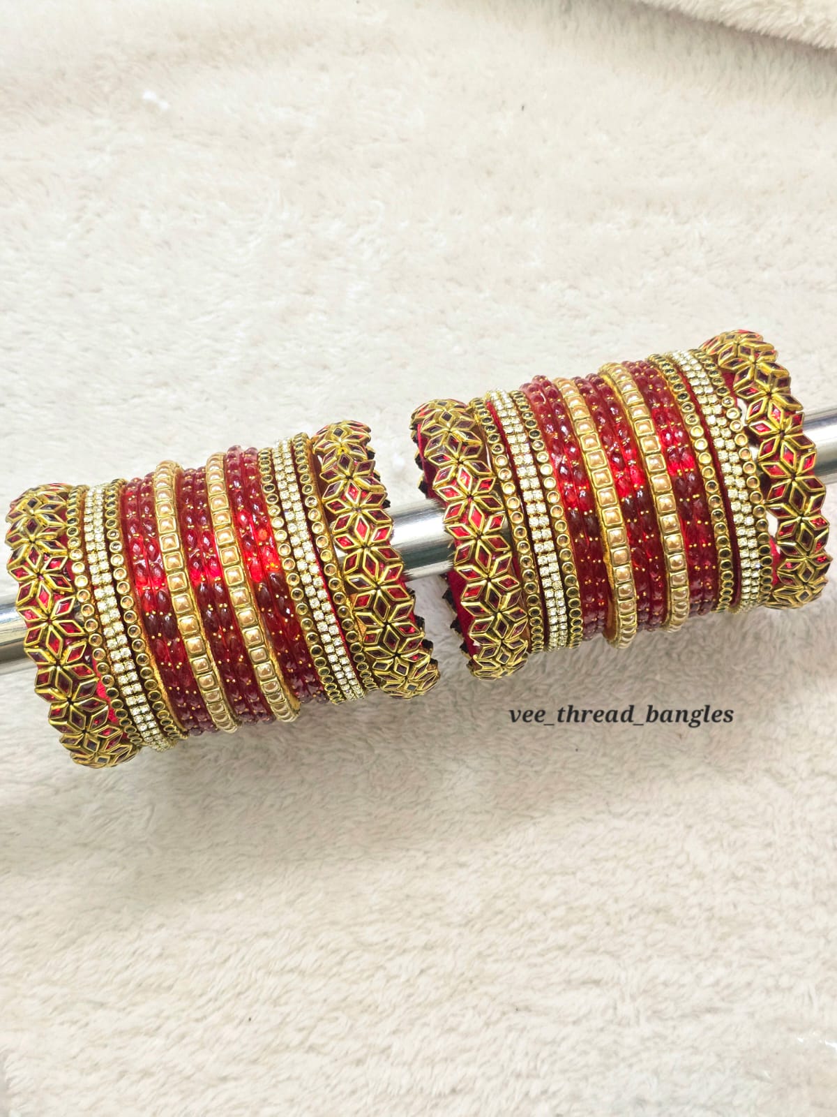 Beautiful Red Bangles (Glass Mixed Bangles)