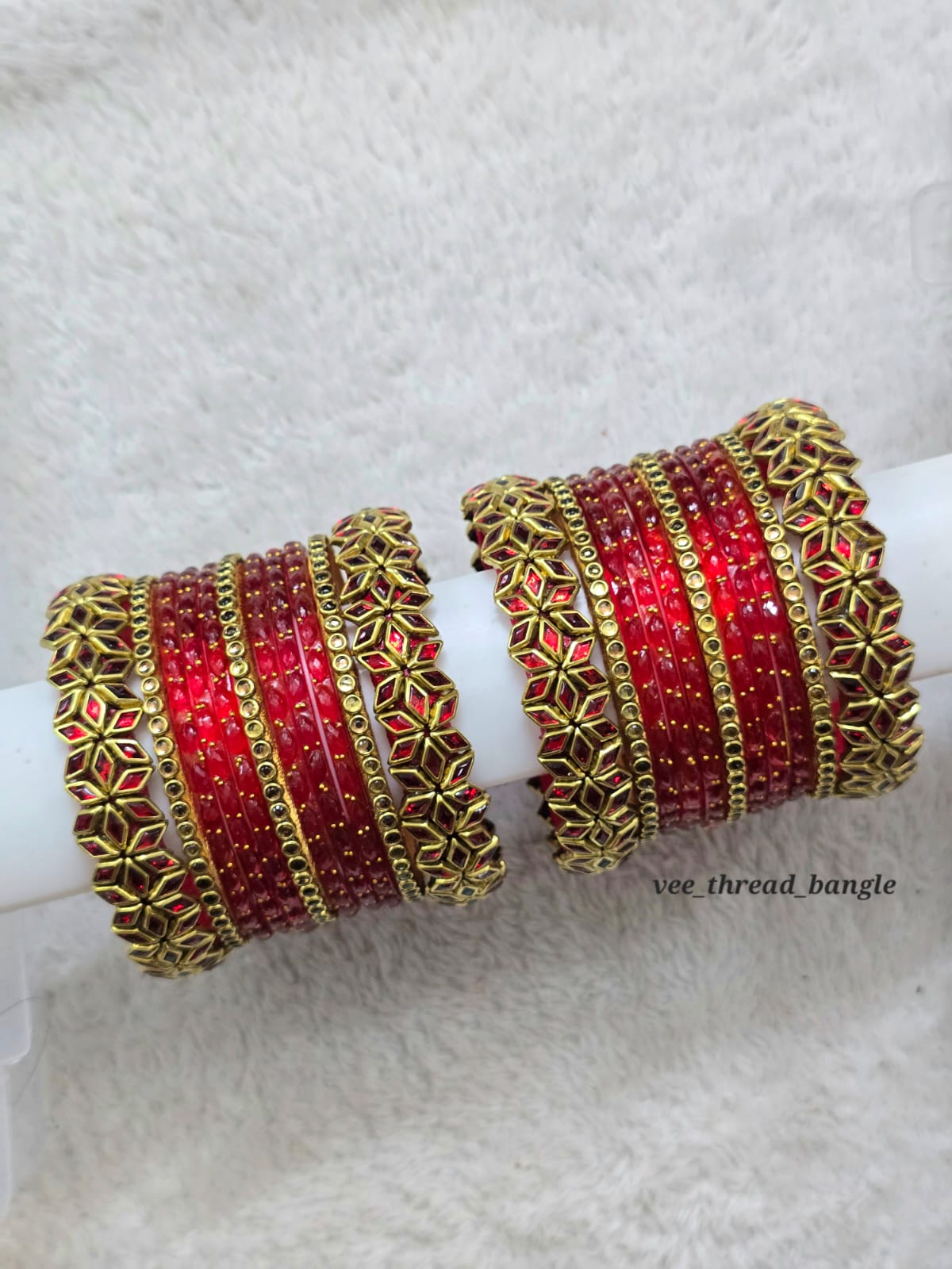 Beautiful Red Bridal Bangles (Glass Mixed Bangles)