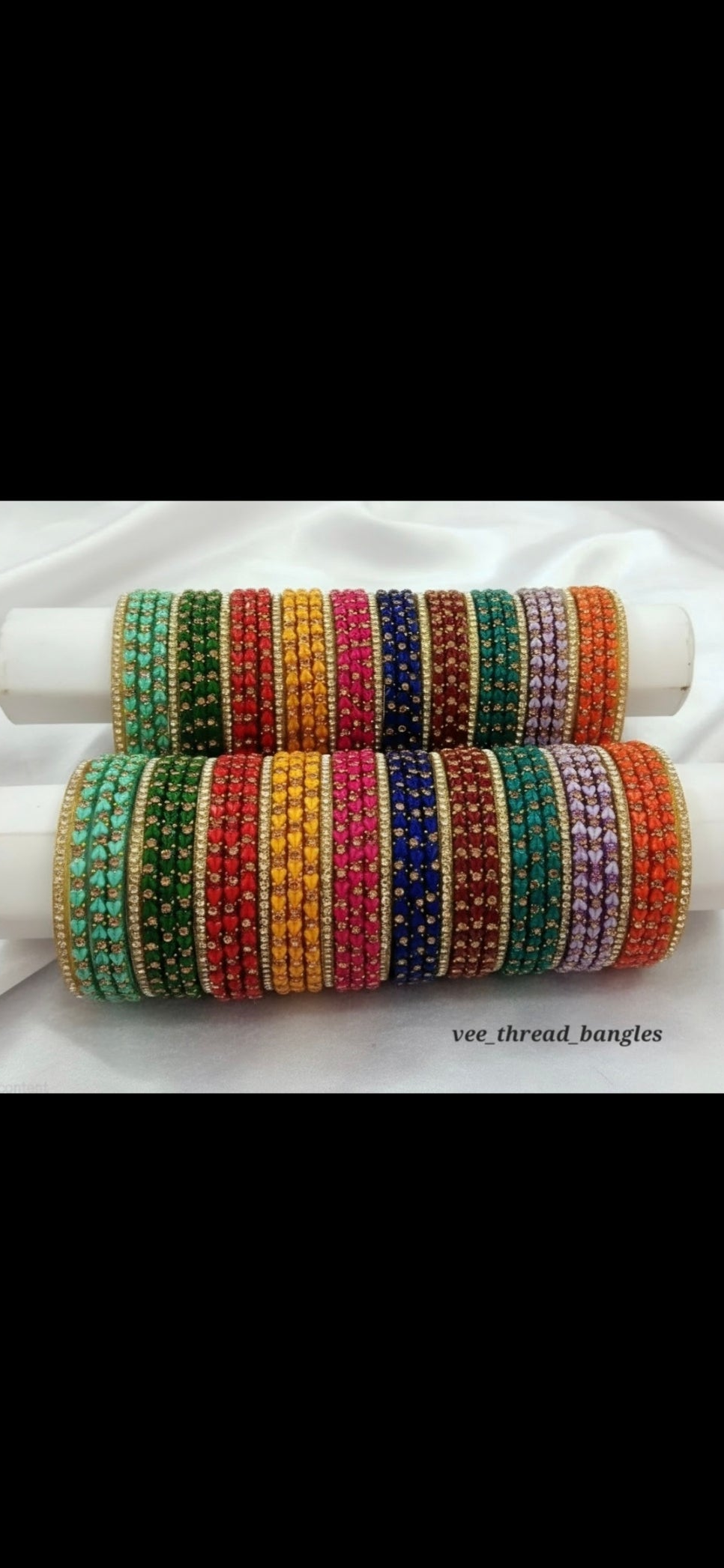 Sweet heart Valaikaapu Combo (10 colours mixed) with border bangles