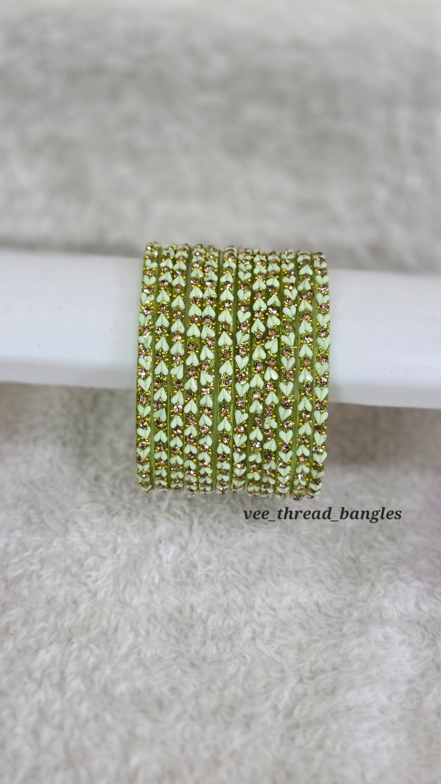 Pista Green Green glass Bangles (Heart Bangles )