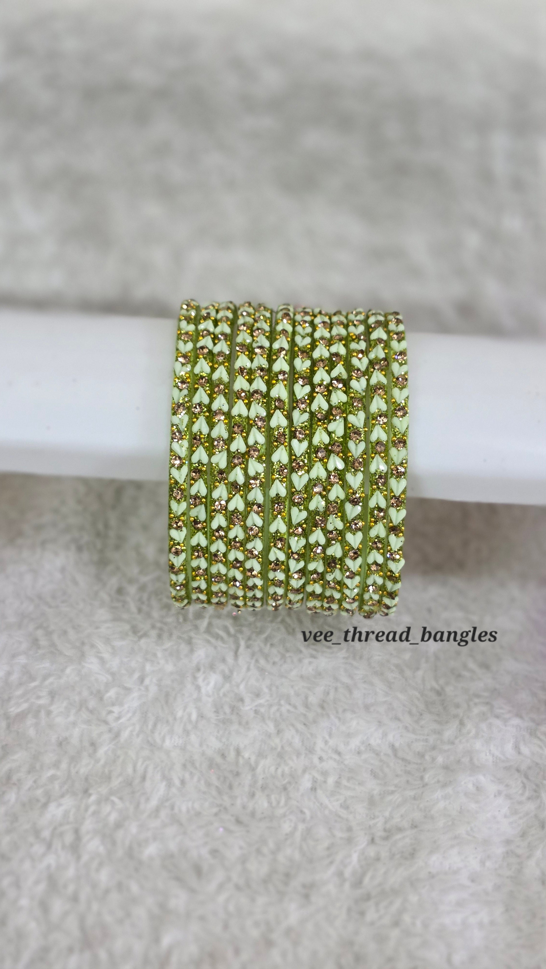 Pista Green Green glass Bangles (Heart Bangles )