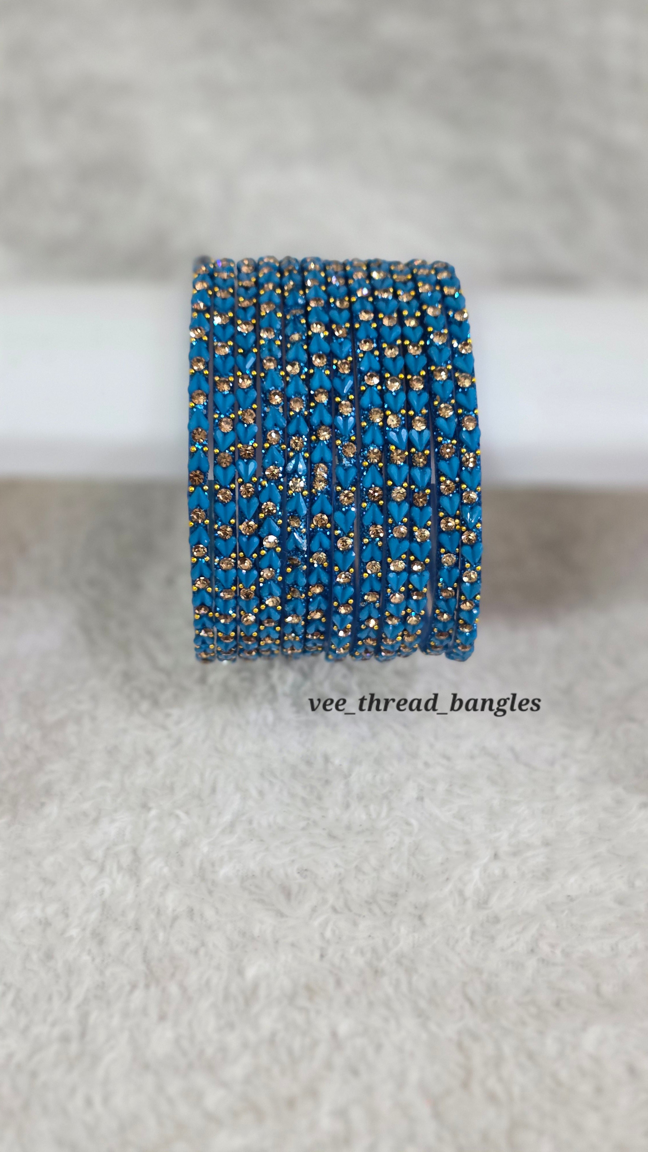 Royal blue Heart glass Bangles (Heart Bangles )