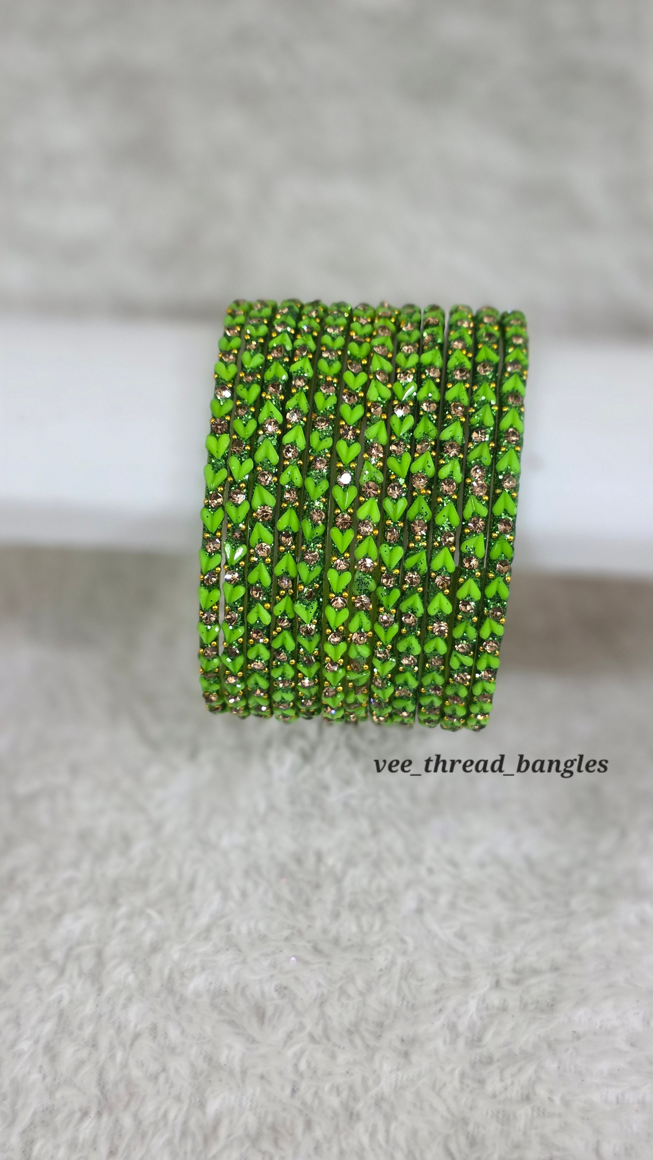Parrot Green Glass Bangles (Sweet Heart Bangles )
