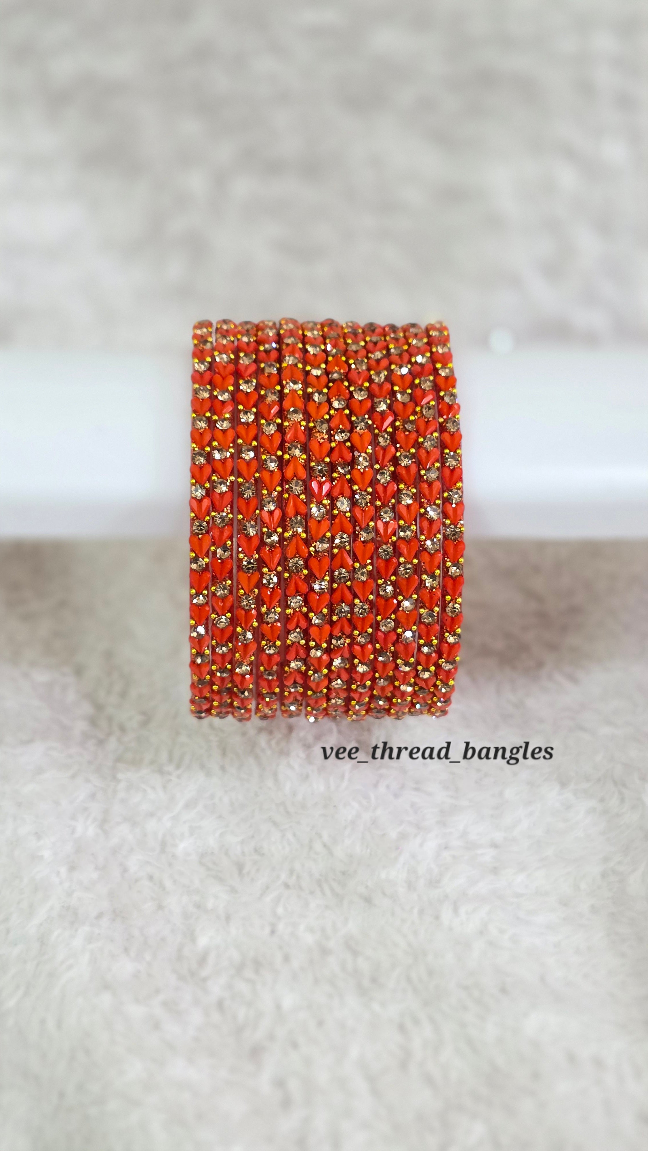 Orange Heart bangles (sweet heart glass bangles)