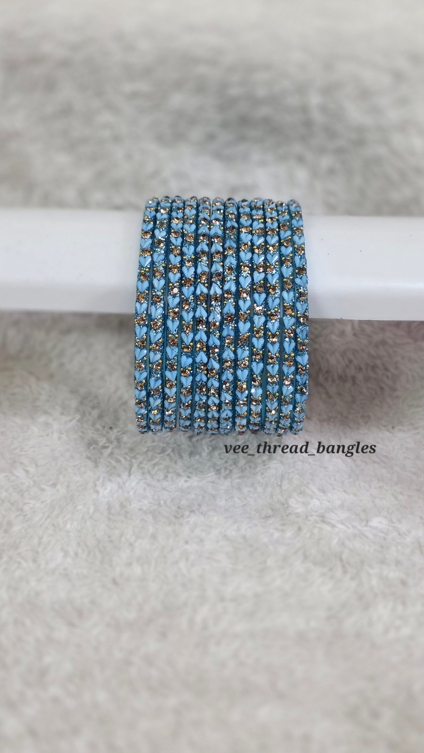 Sky blue Heart Glass Bangles (Heart Bangles)