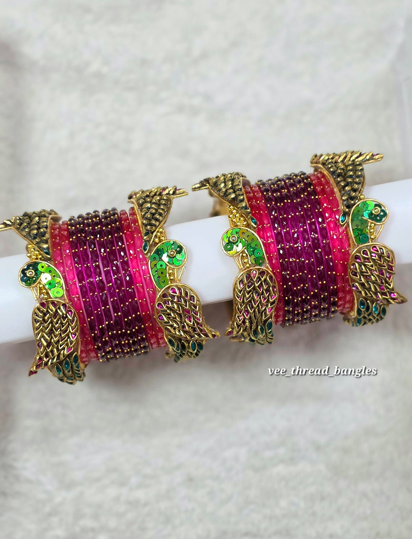Elegant Peacock with Glass Bangles Set