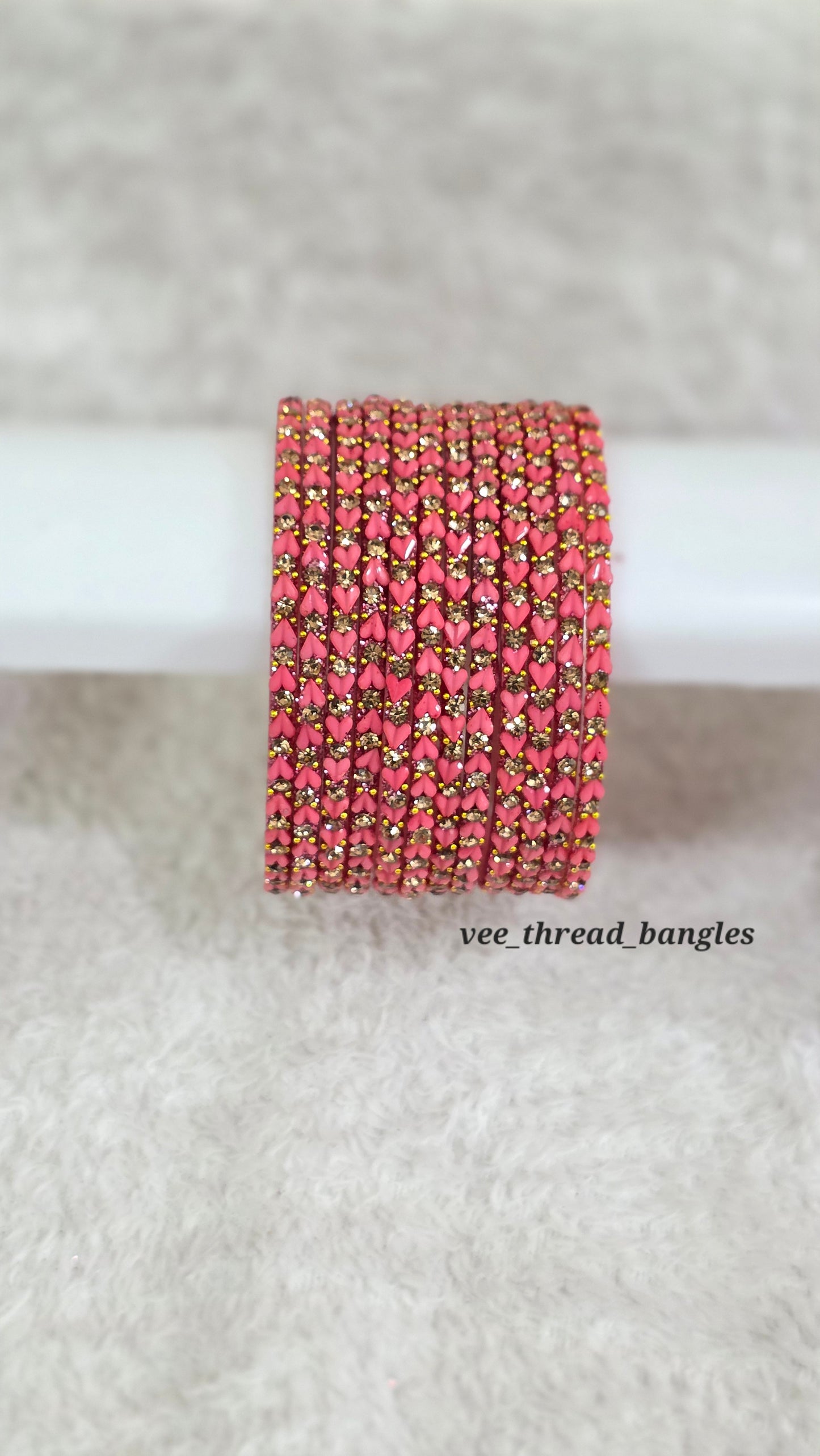 Peachy pink Heart Glass Bangles (Heart Bangles )