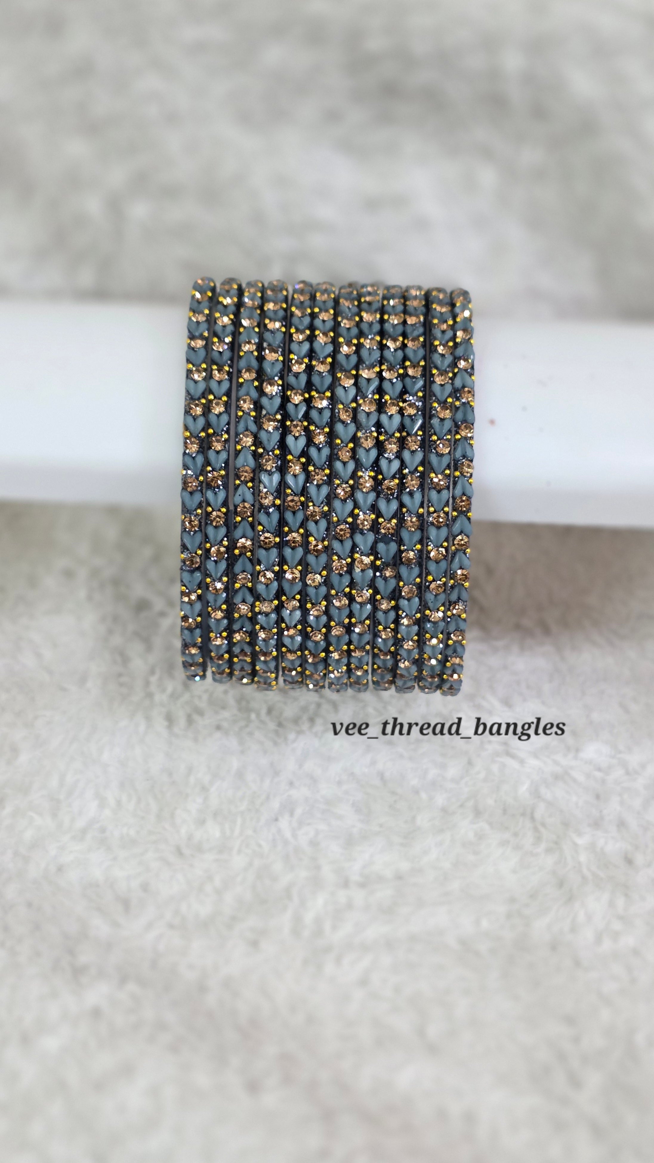 Grey Heart Glass Bangles (Heart Bangles )