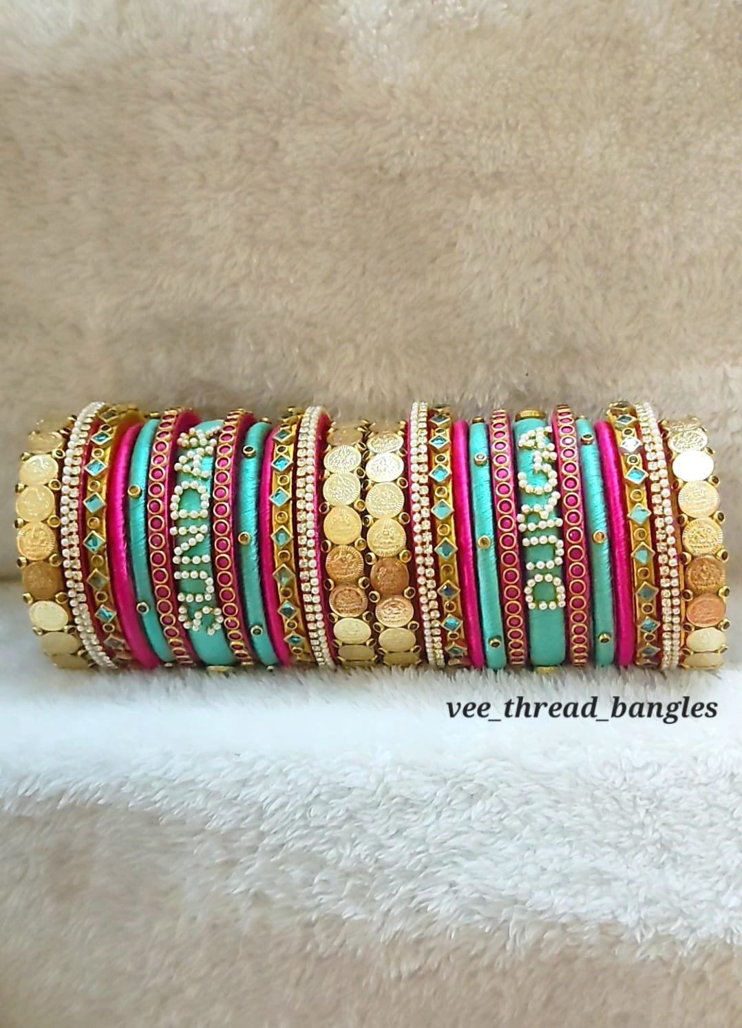 Beautiful Sky blue with Rose Bridal Bangles set