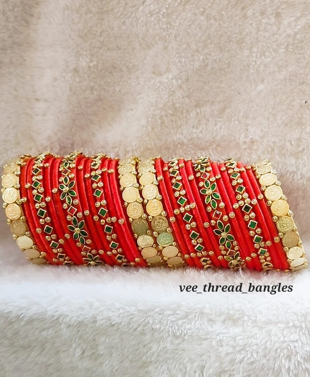 Beautiful Orange with coin Bridal Bangles set
