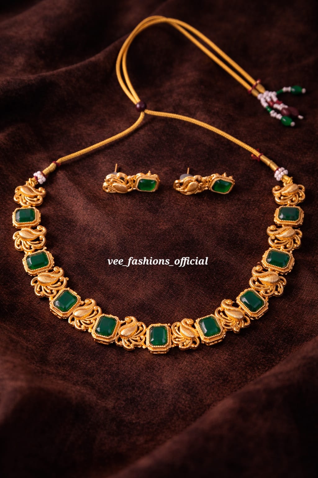 Green Peacock  Necklace Set (Matte)