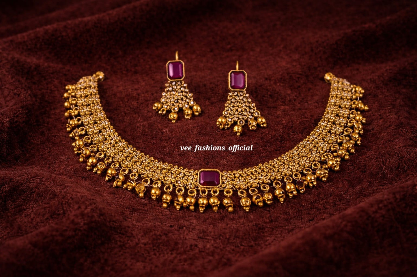 Royal Kemp Choker Necklace Set (Matte)