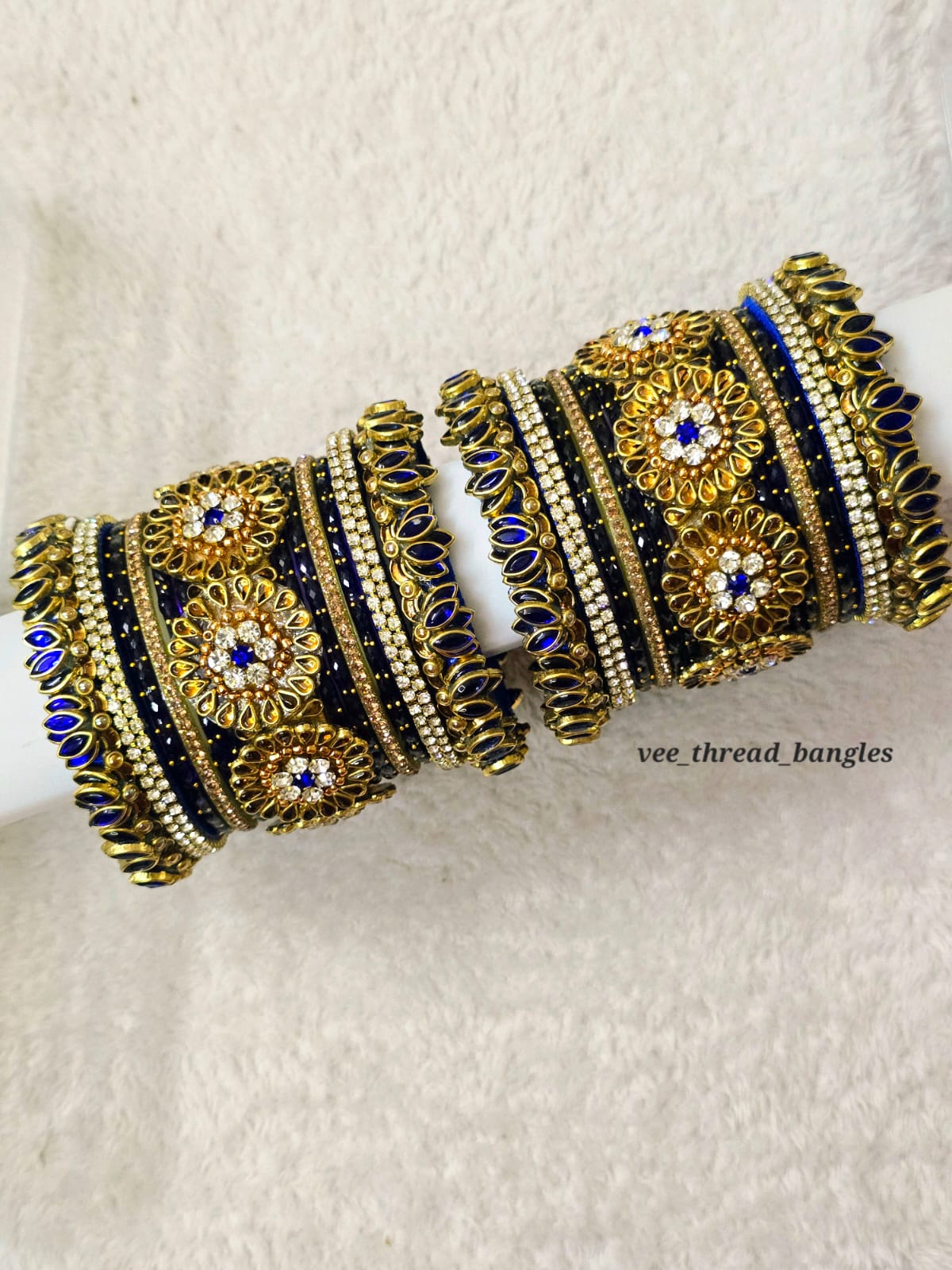 Pepsi blue Bridal Bangles Set (Glass Mixed Bangles)