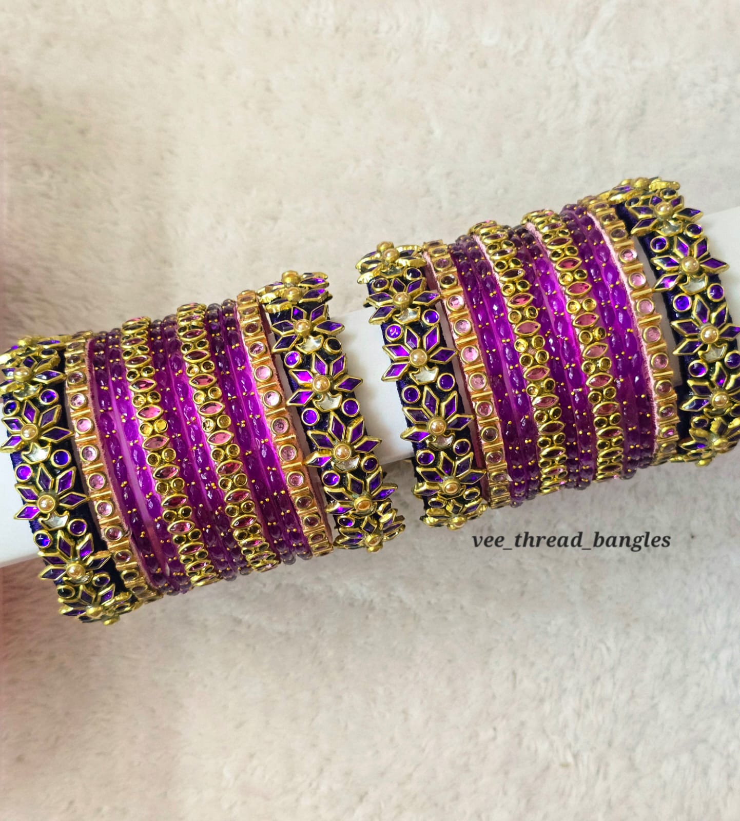 Beautiful Purple with Pink Bridal set (Glass Mixed Bangles)