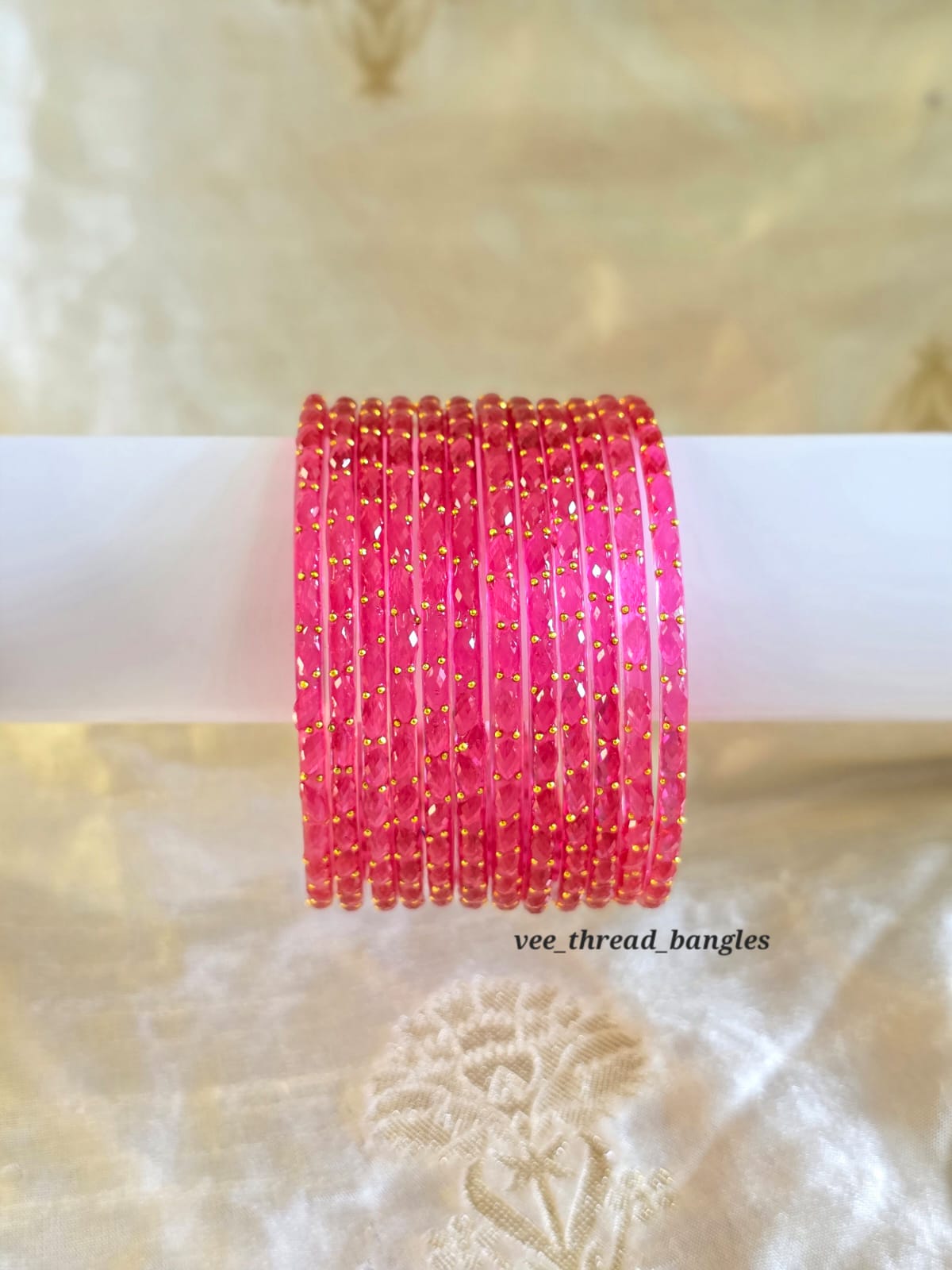 Tomato Pink glass Bangles (Raindrop Bangles )