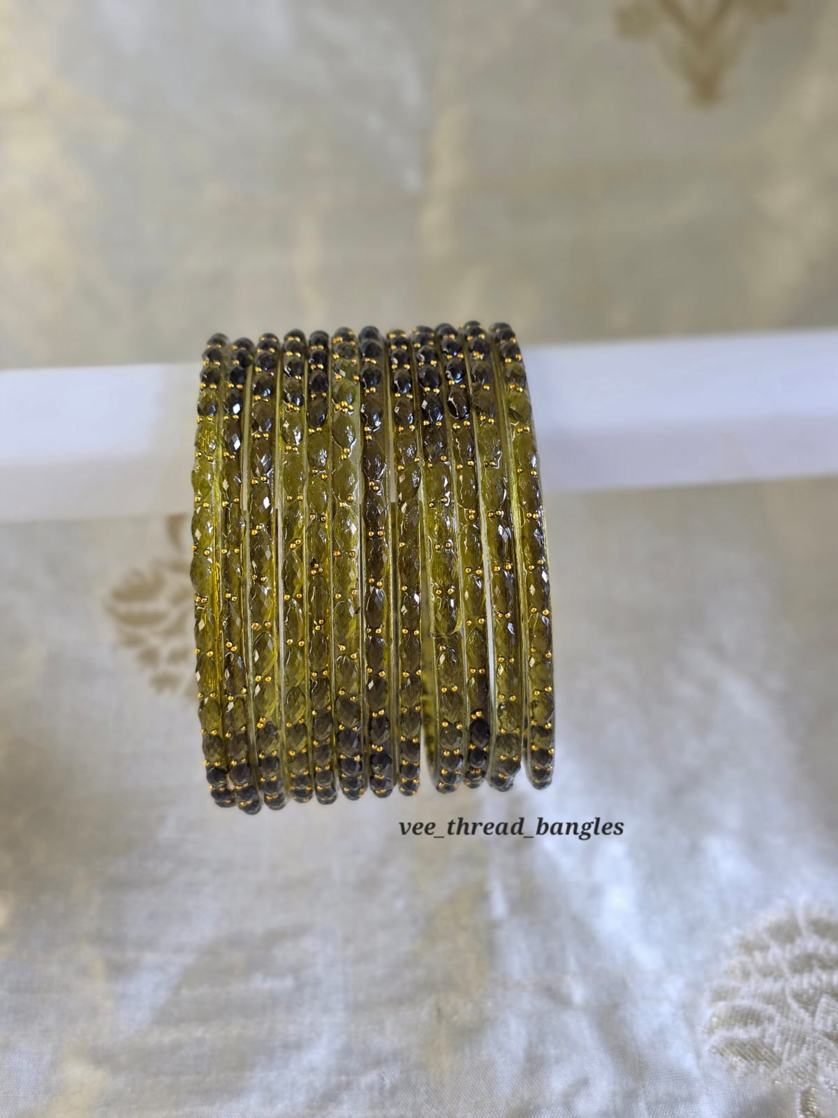 Olive Green glass Bangles (Raindrop Bangles )
