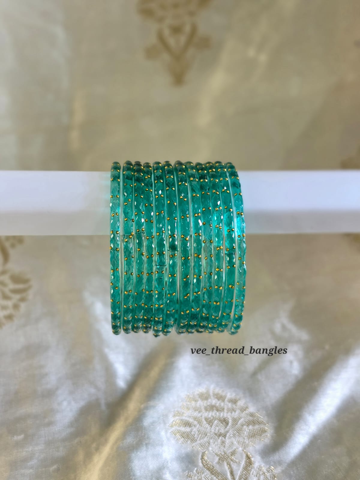 Aqua Green glass Bangles (Raindrop Bangles )