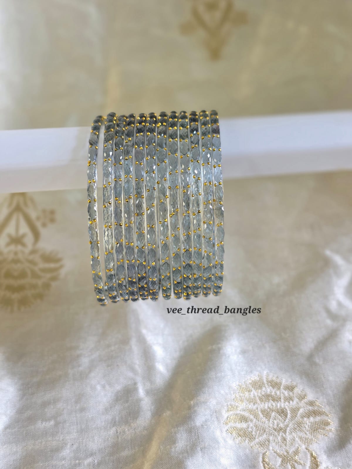 Grey Colour glass Bangles (Raindrop Bangles )