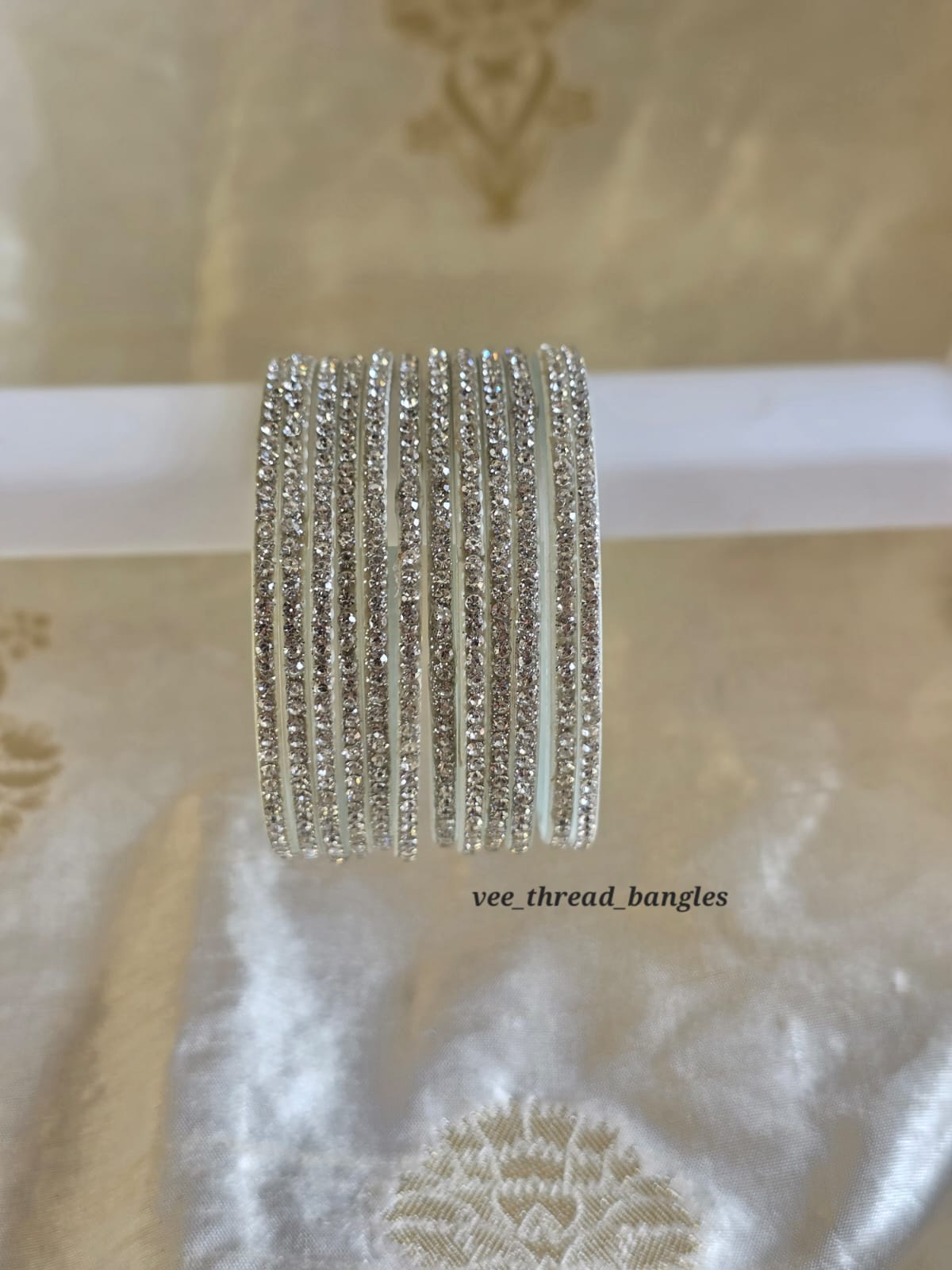 Silver Glitter Glass Bangles (Raindrop Bangles )