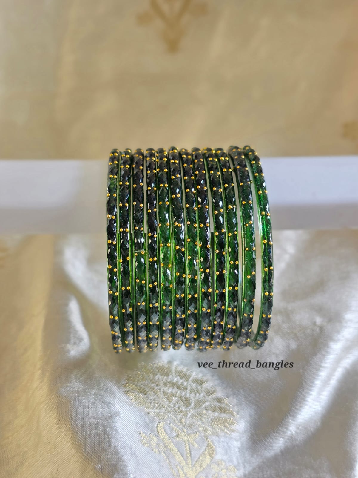 Bottle Green  glass Bangles (Raindrop Bangles )