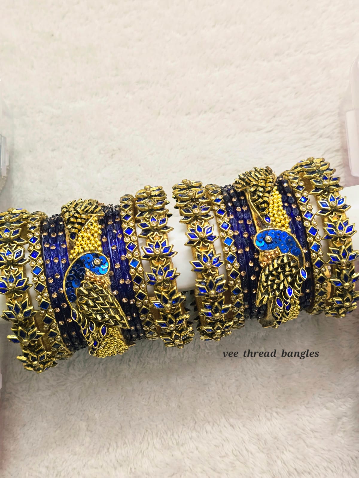 Pepsi blue with Parrot Bangles (Glass Mixed Bangles)