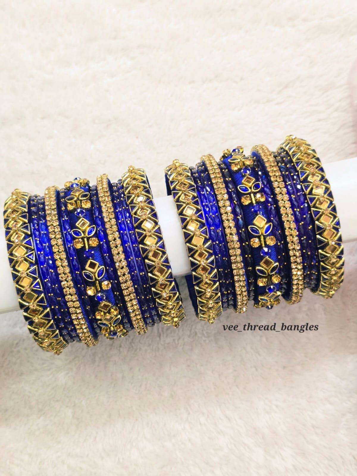 Pepsi Blue Bridal Bangle Set (Glass Mixed Bangles)