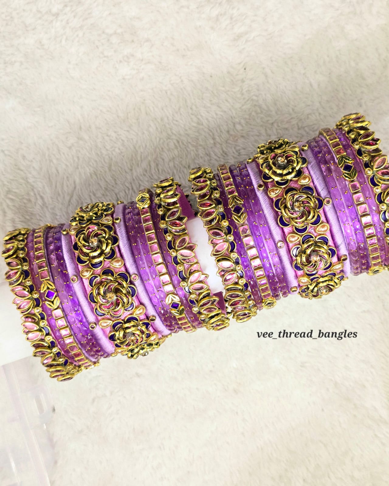 Beautiful lavender Bangles Set(Glass Mixed Bangles