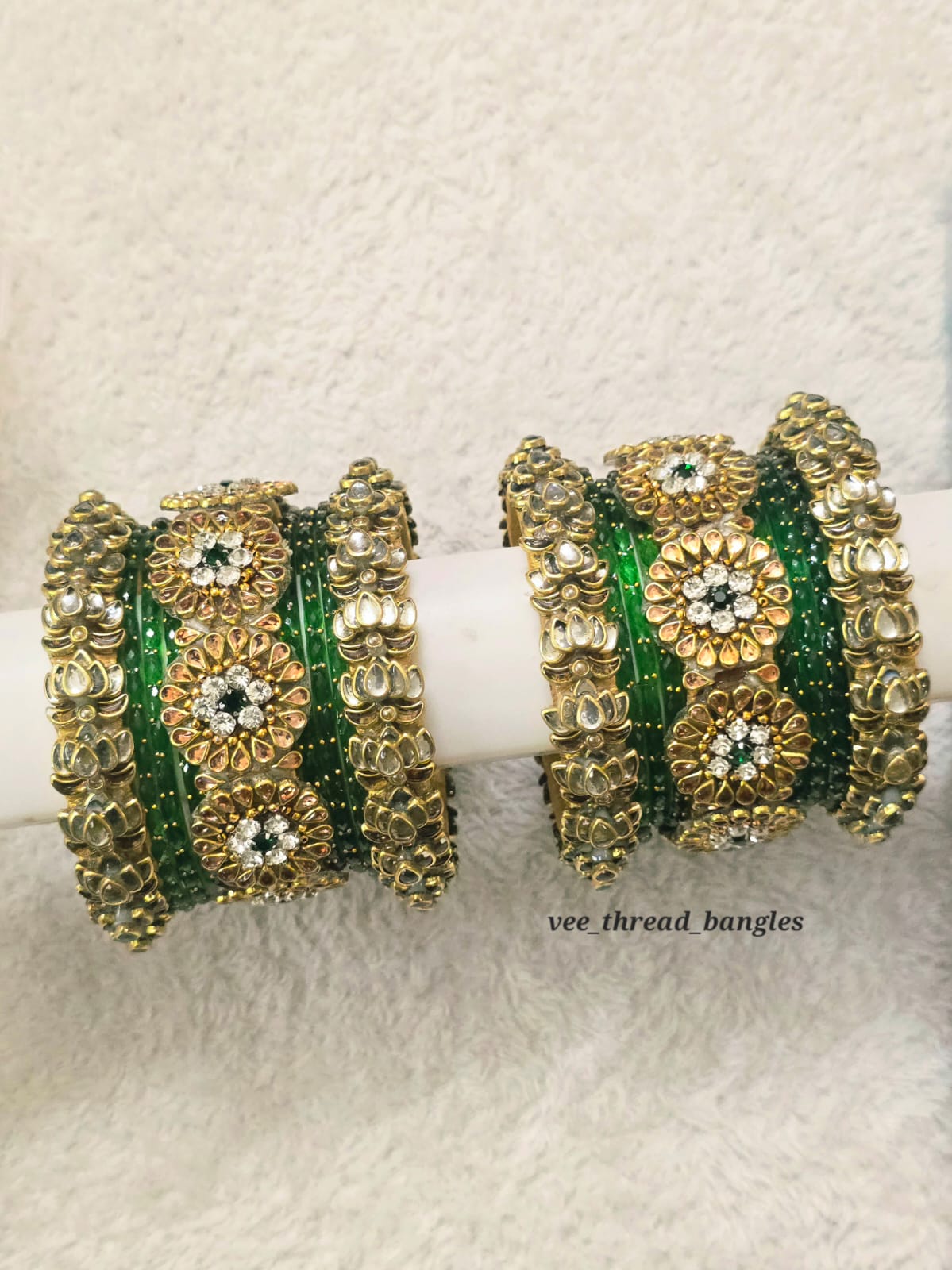 Beautiful Bottle Green Bridal Bangles(Glass Mixed Bangles)