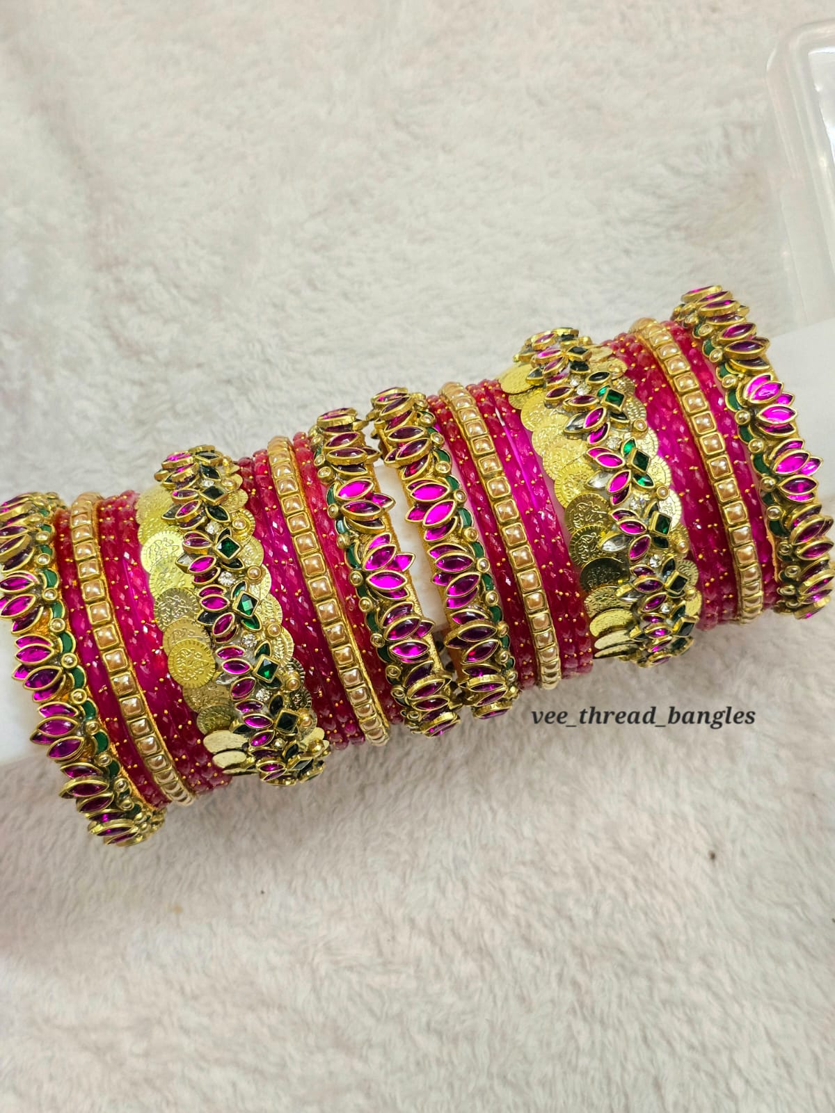 Beautiful Dark Rose with coin  Bangles (Glass Mixed Bangles)