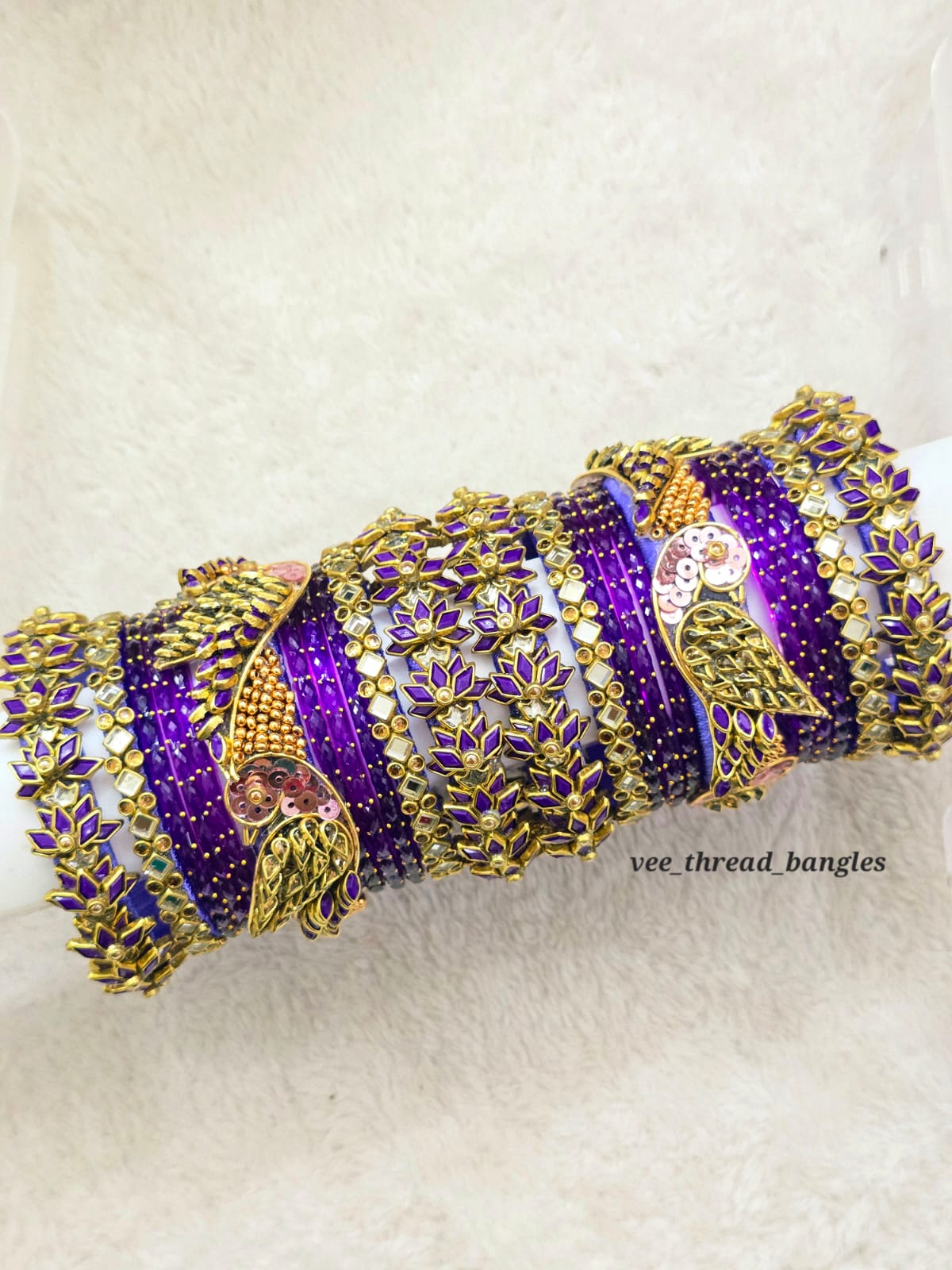 Beautiful Purple  with Parrot  Bangles (Glass Mixed Bangles)