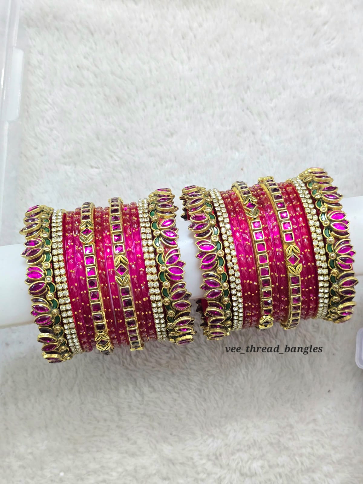 Beautiful Dark Rose  Bridal Bangles (Glass Mixed Bangles)