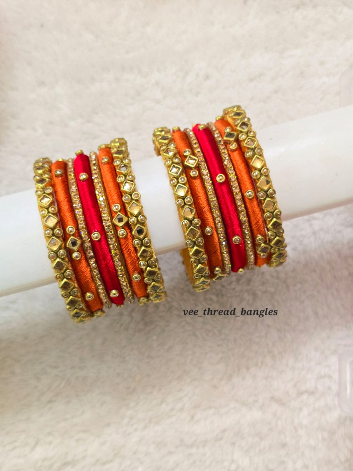 Beautiful Orange with Red Bangle set (Budget Friendly Bangles)