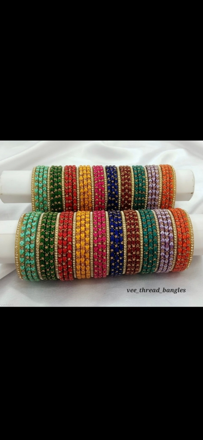 Sweet heart Valaikaapu Combo (10 colours mixed) with border bangles