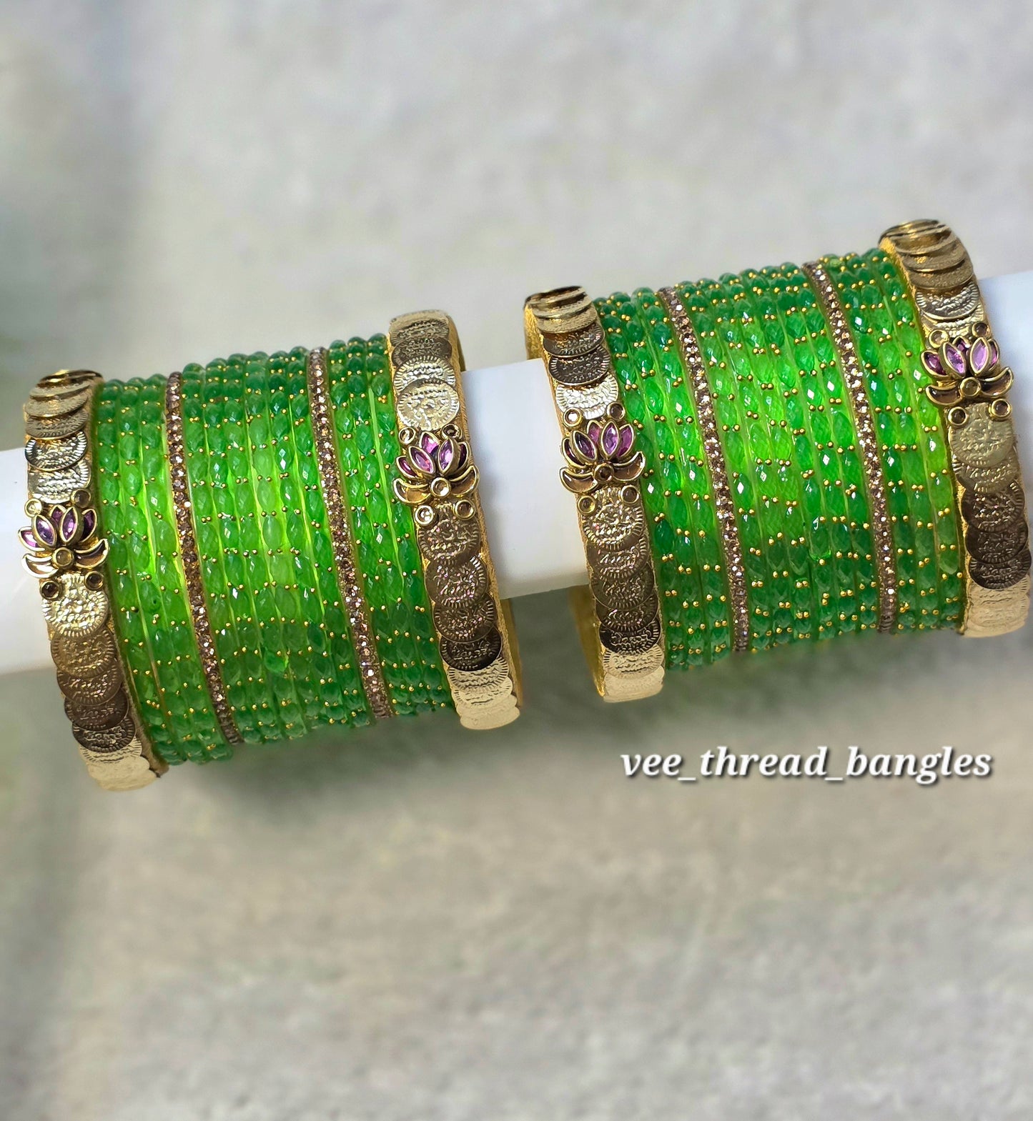 Elegant Coin with Lotus Bangles