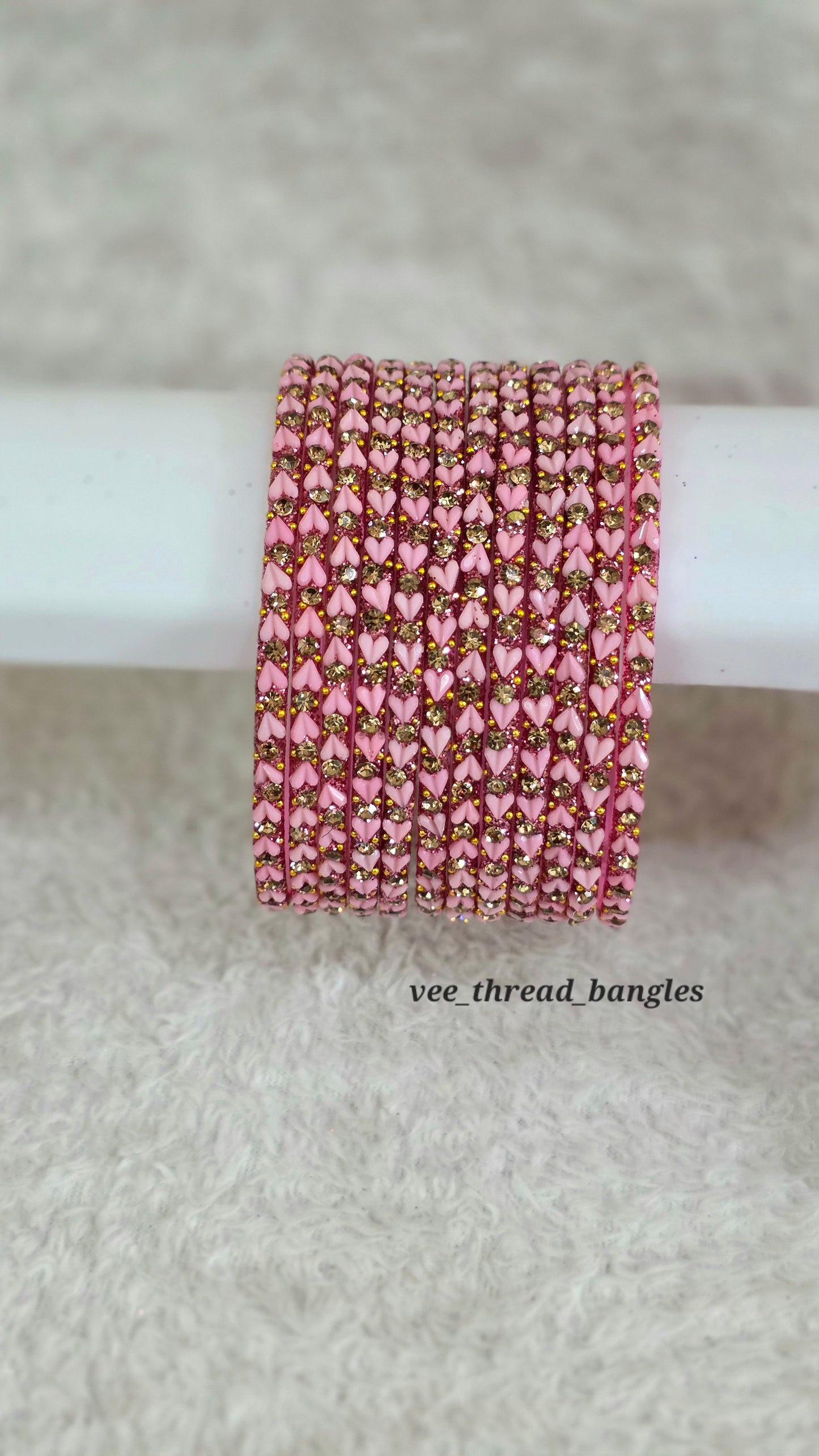 Baby Pink Heart Glass Bangles (Heart Bangles )