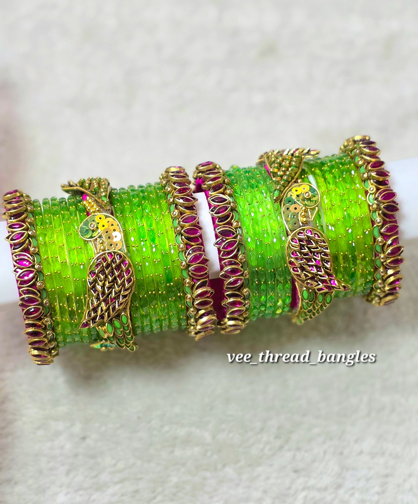 Beautiful Parrot with Lotus Combo Bangles