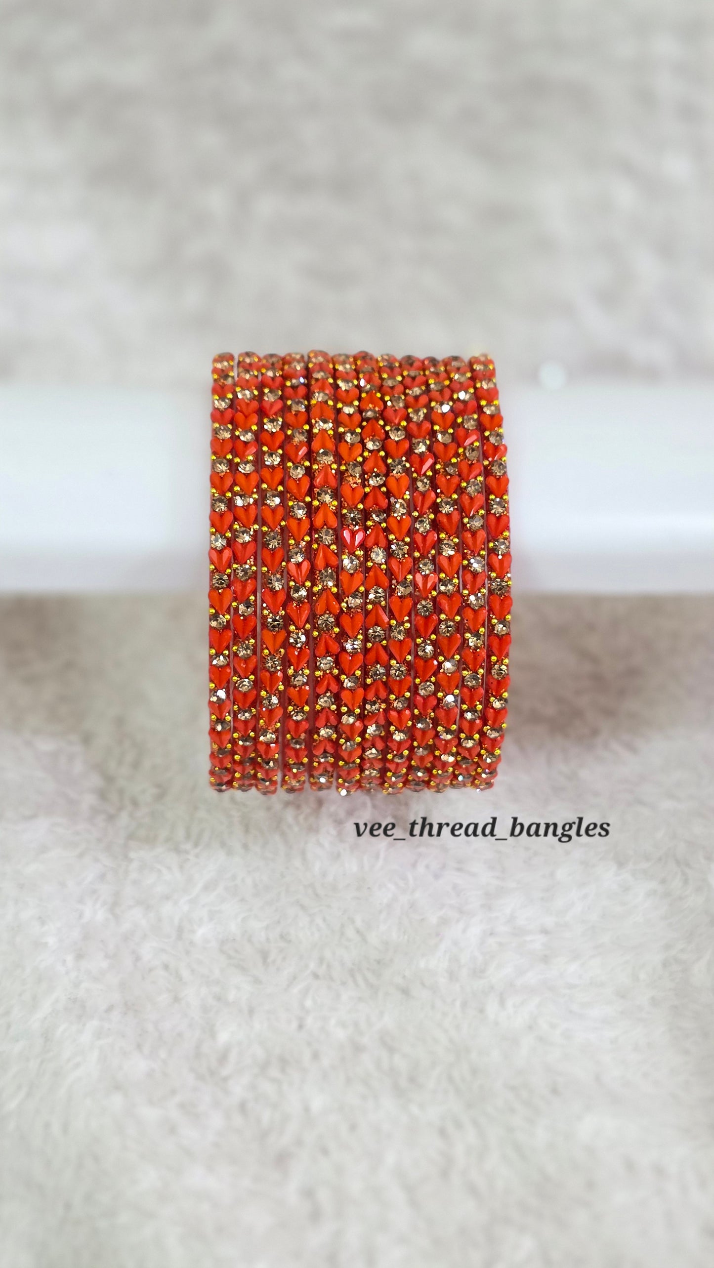 Orange Heart bangles (sweet heart glass bangles)