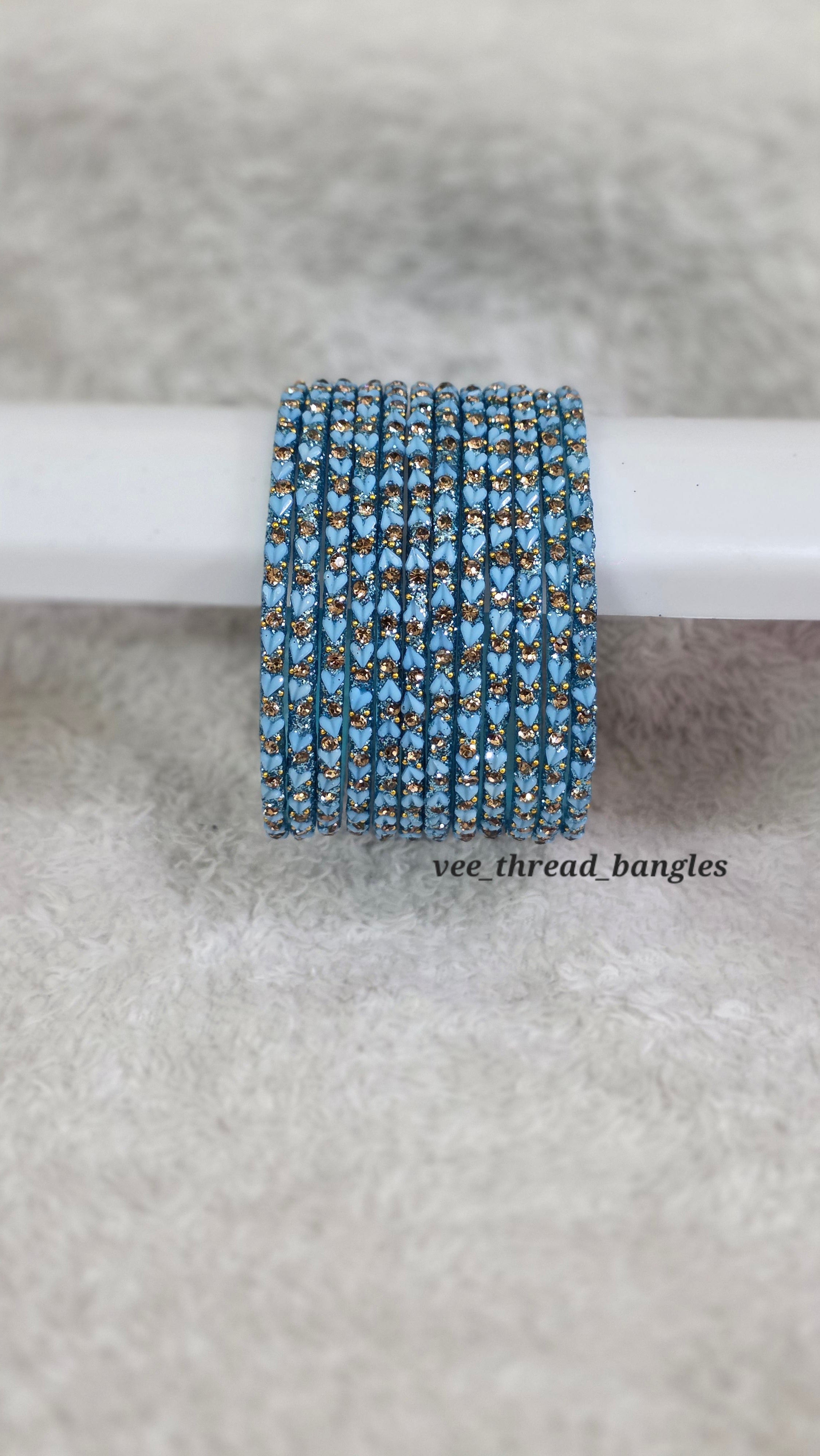 Sky blue  Heart Glass Bangles (Heart Bangles)