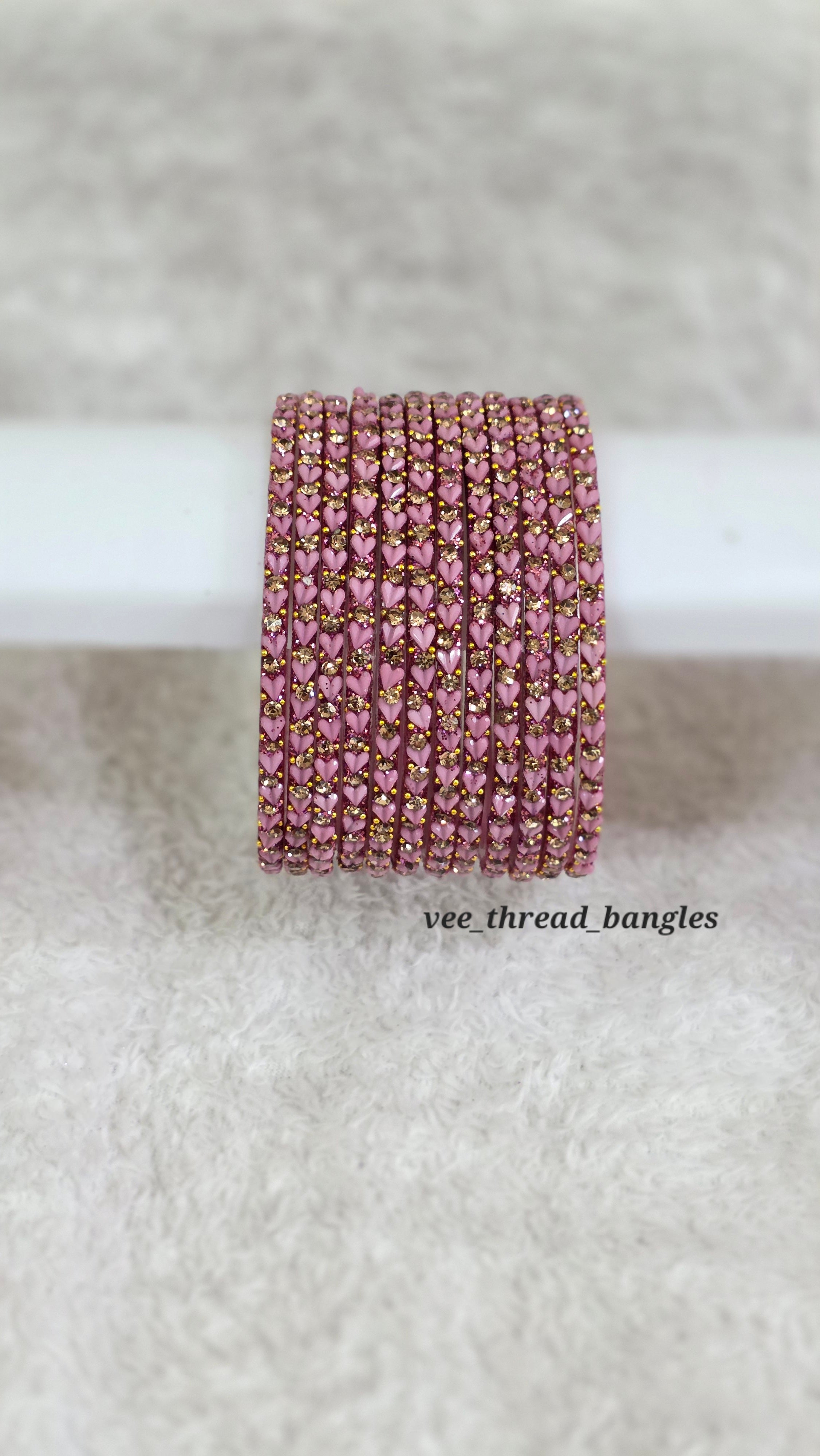 Pale Pink Glass Bangles (Heart Bangles )