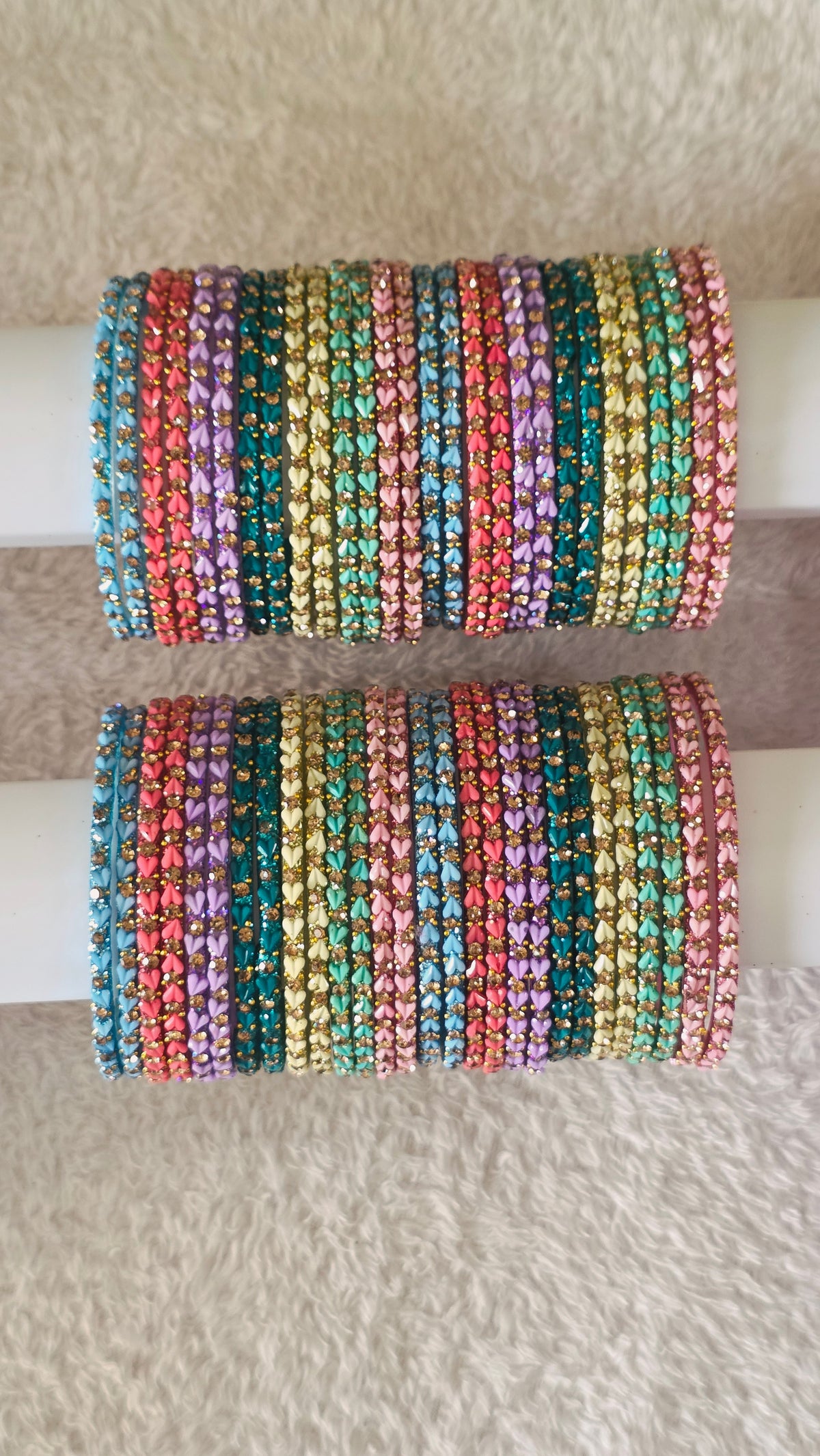 Sweet Heart Bangles Valaikaapu bangles (Pastel shade 7 colours mixed)(56 bangles)